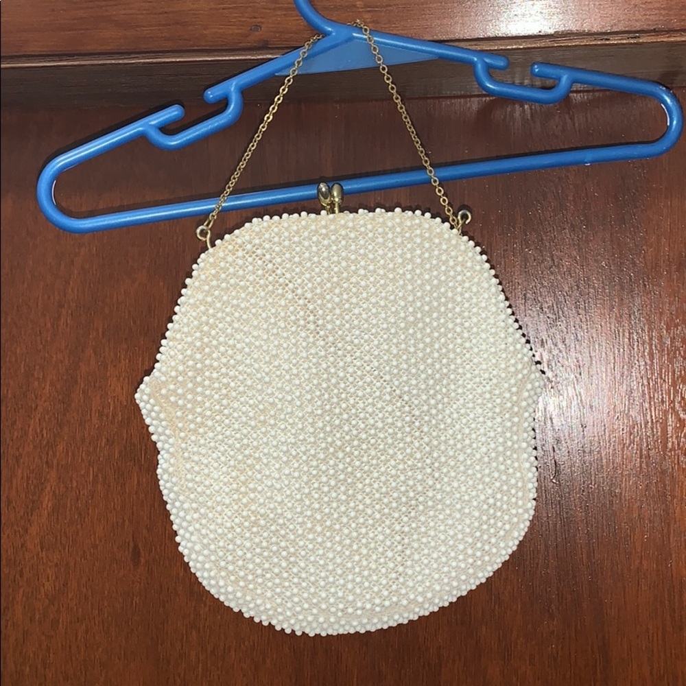 Vintage White Beaded Purse